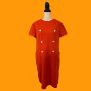 ⚠️SOLD⚠️ VINTAGE || 1960s ORANGE MOD MIDI DRESS